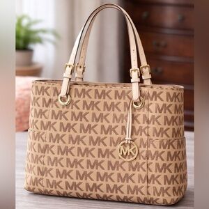 Michael Kors Beige Monogram Tote